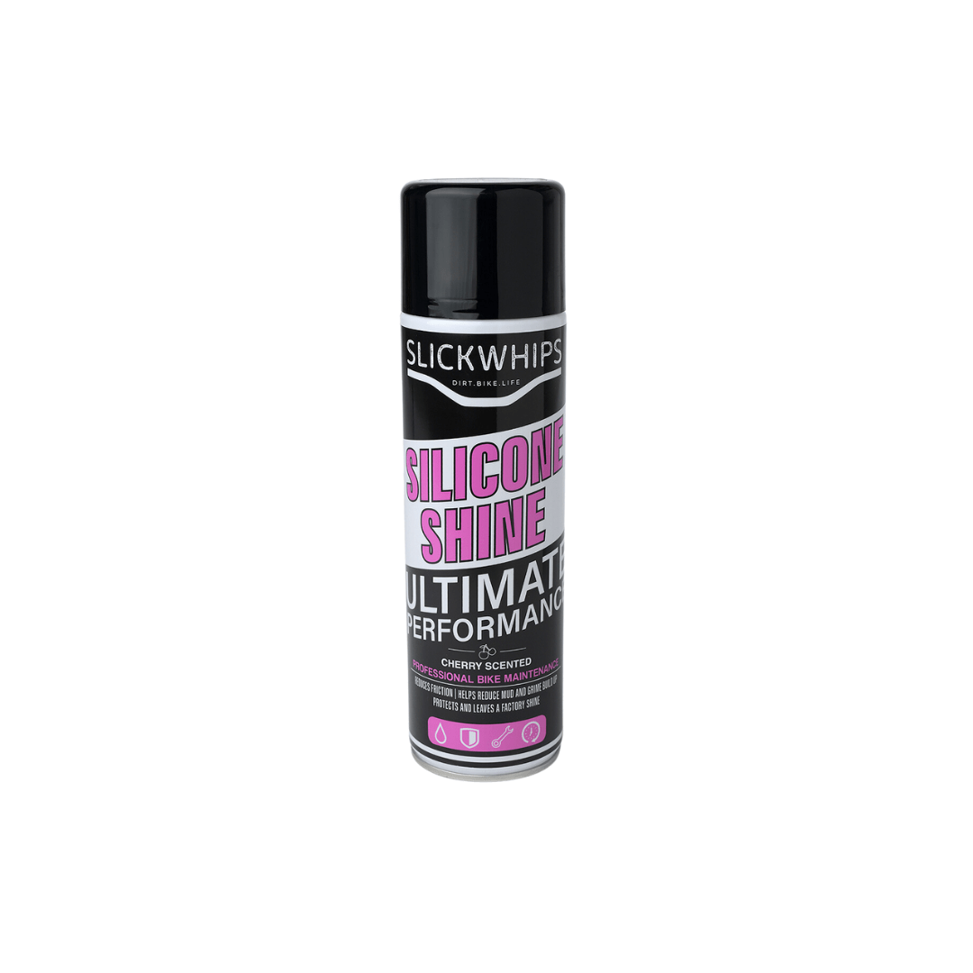 SLICKWHIPS SILICONE SHINE 500ML - CHERRY SCENTED PROTECTION AND FACTORY SHINE SPRAY - ACE Race Shop