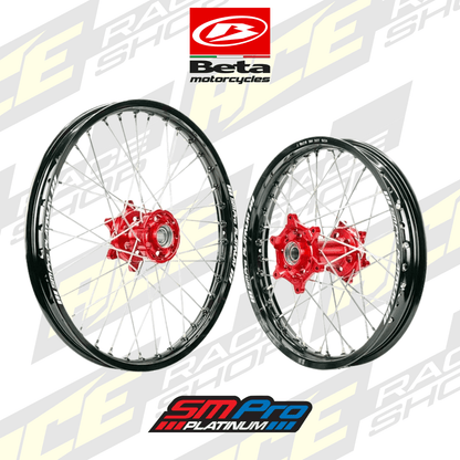 SM PRO PLATINUM WHEEL SET BETA 125 - 480 RR ENDURO 2025/2026 RED HUB BLACK RIM - ACE Race Shop