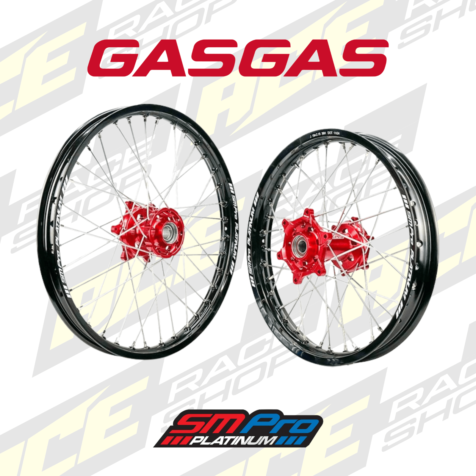 SM PRO PLATINUM WHEEL SET GASGAS 250 - 501 EC/ECF 24 - 26 RED HUB BLACK RIM - ACE Race Shop