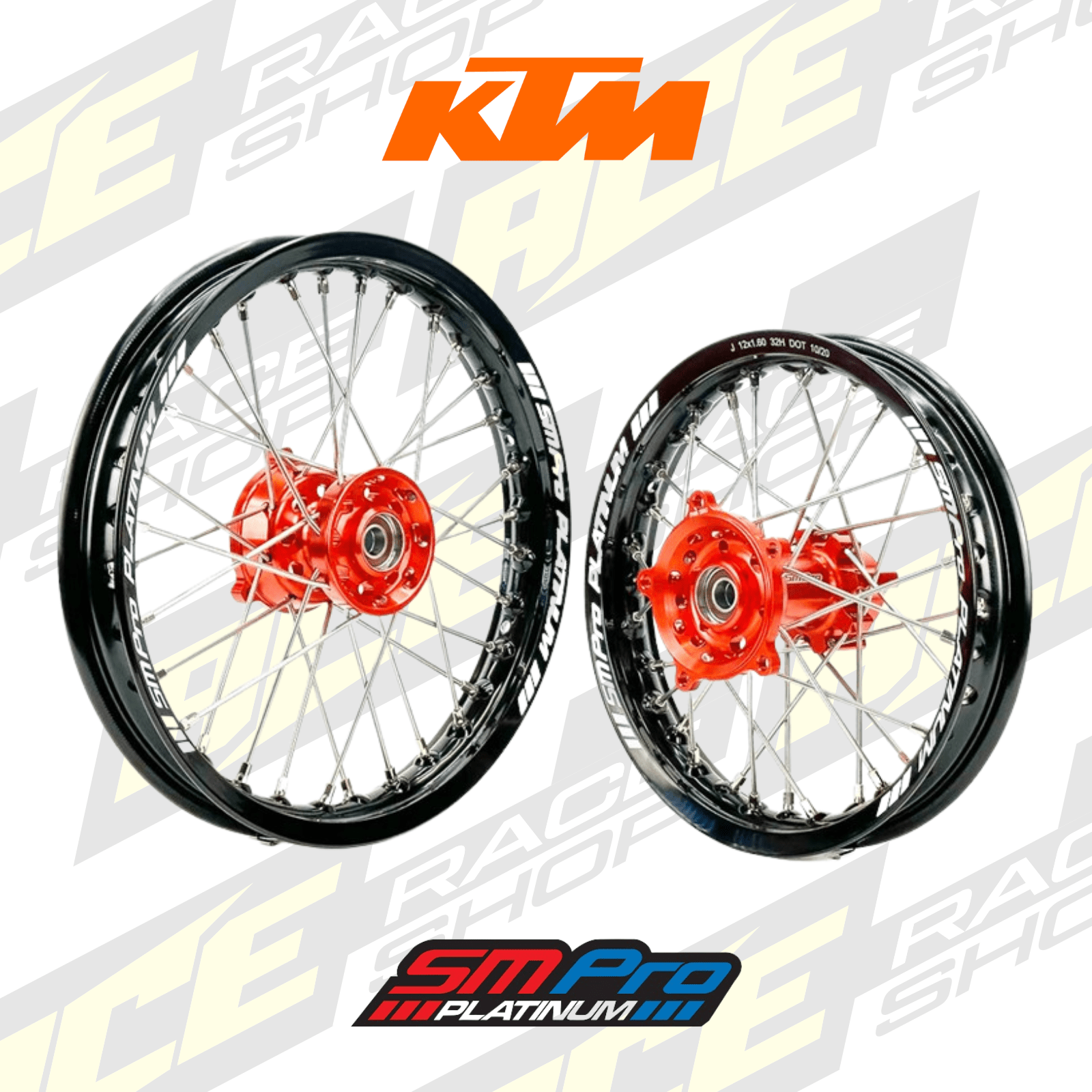 SM PRO PLATINUM WHEEL SET KTM SX85 BIG WHEEL 2025 - 2026 ORANGE HUB BLACK RIM - ACE Race Shop