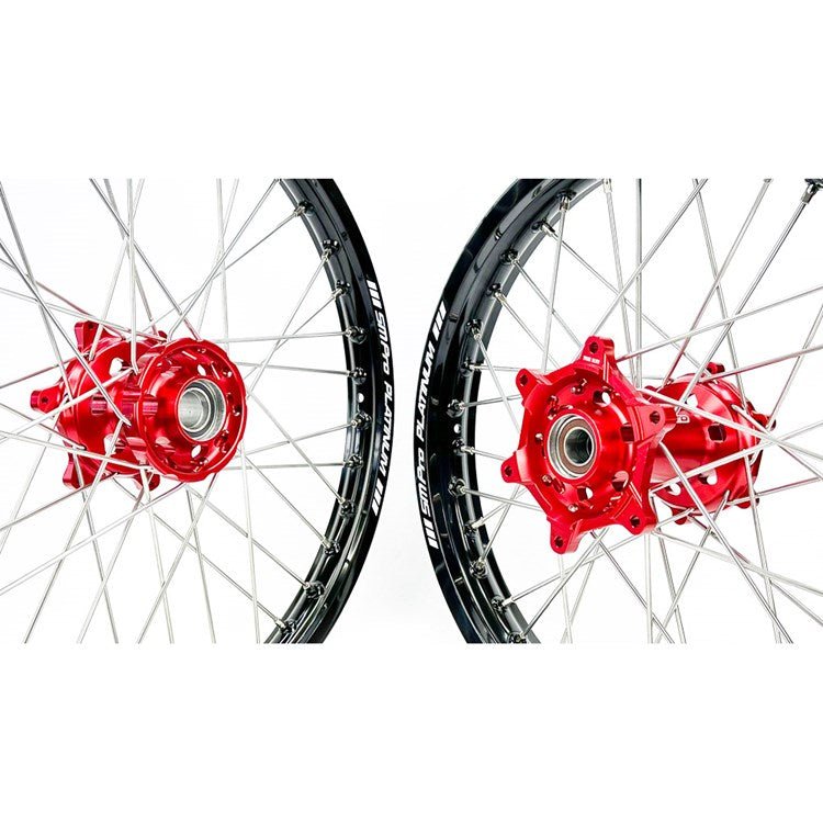 SM PRO PLATINUM WHEEL SET SUZUKI RMZ250 07 - 25, RMZ450 05 - 25, RMX 450 07 - 25 RED HUB BLACK RIM - ACE Race Shop