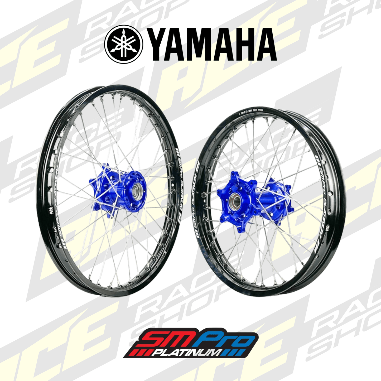 SM PRO PLATINUM WHEEL SET YAMAHA YZ85 02 - BIG WHEEL BLUE HUB BLACK RIM - ACE Race Shop
