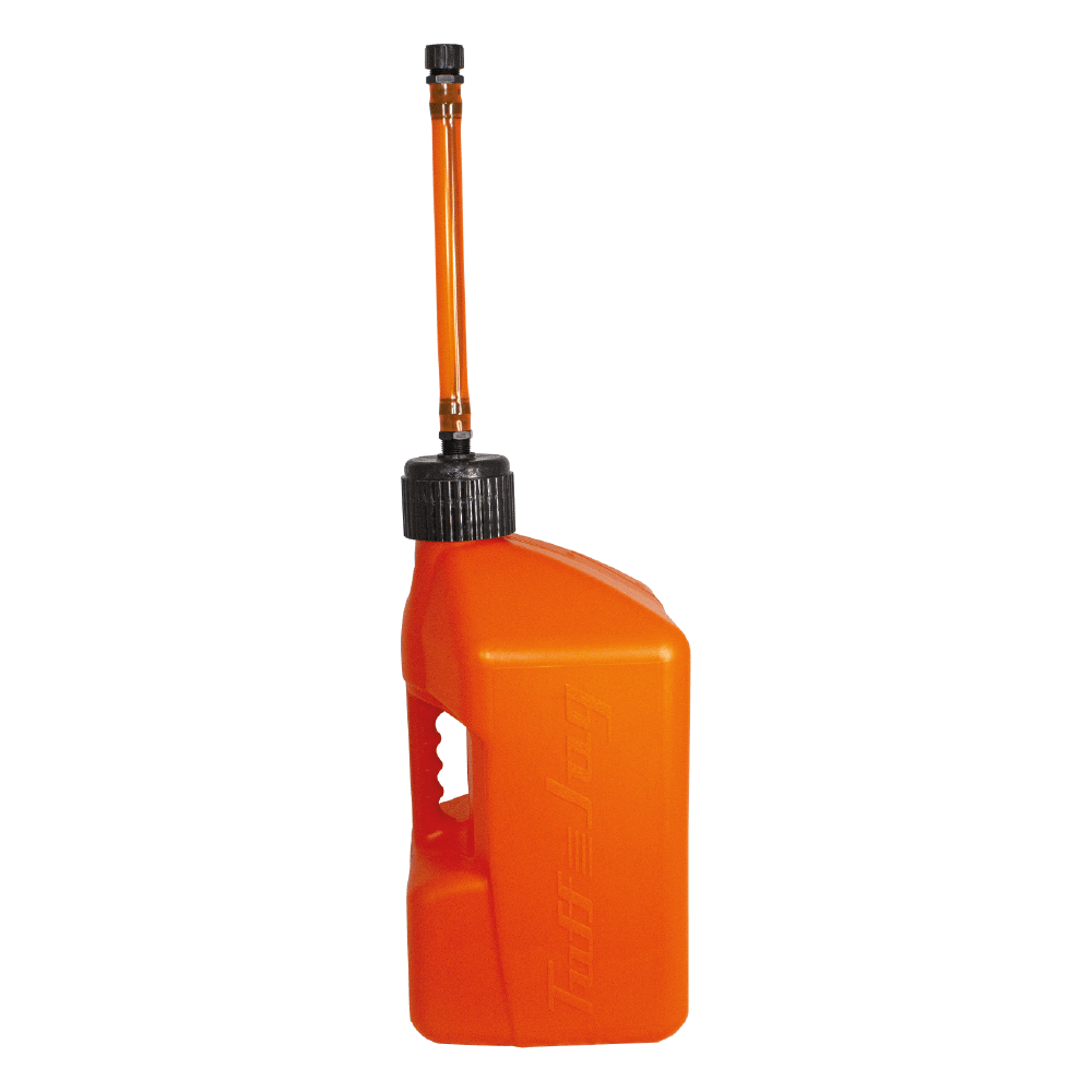 TUFF JUGS 10 LITRE TUFF JUG STD CAP W/ AUTO SPOUT ORANGE/ORANGE - ACE Race Shop