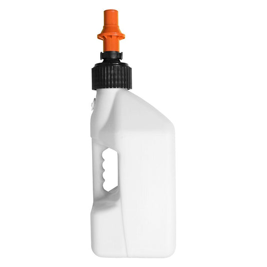 TUFF JUGS 10 LITRE TUFF JUG WHITE/ORANGE RIPPER CAP - ACE Race Shop