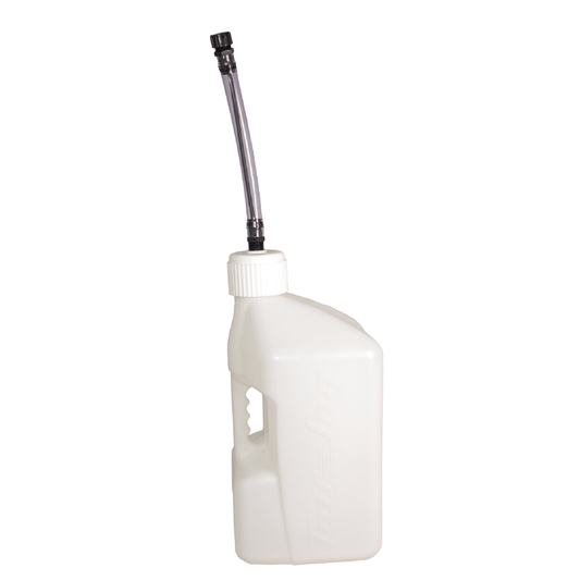 TUFF JUGS 20 LITRE TUFF JUG STD CAP W/ AUTO SPOUT WHITE/CLEAR - ACE Race Shop