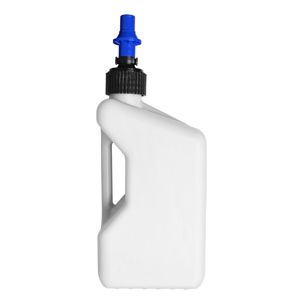 TUFF JUGS 20 LITRE TUFF JUG WHITE/BLUE RIPPER CAP - ACE Race Shop