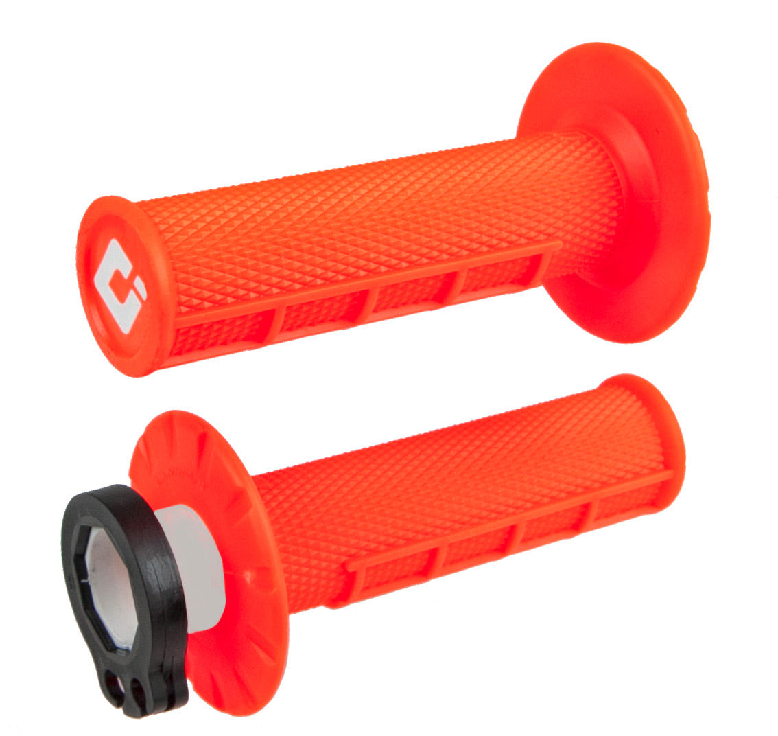 ODI Half Waffle MX Lock-On Grip Set - ORANGE