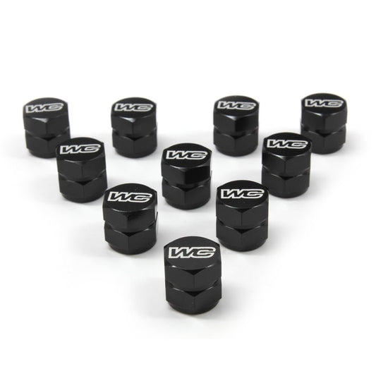 WORKS CONNECTION AIR CAPS BLACK CNC 10 PACK - ACE Race Shop